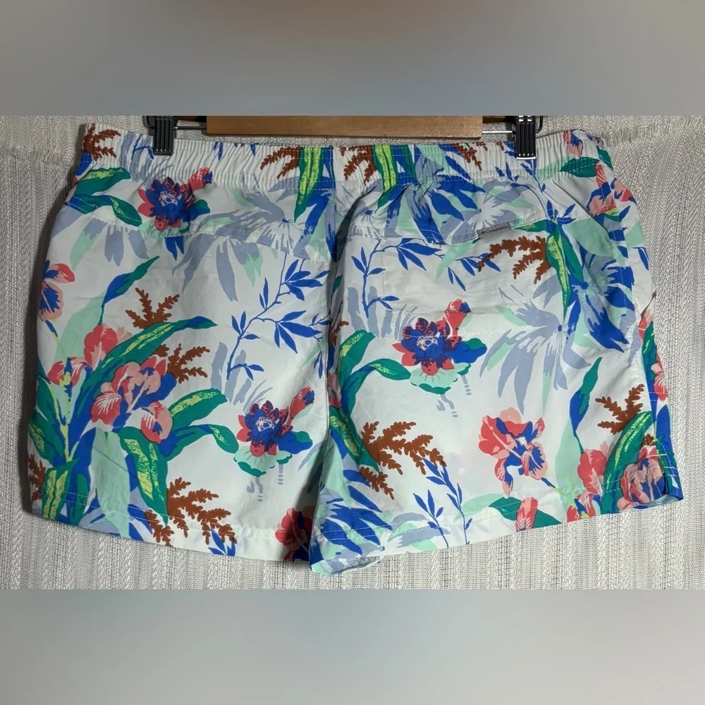 Columbia Floral Women's Athletic Shorts - Blue, Green, Pink